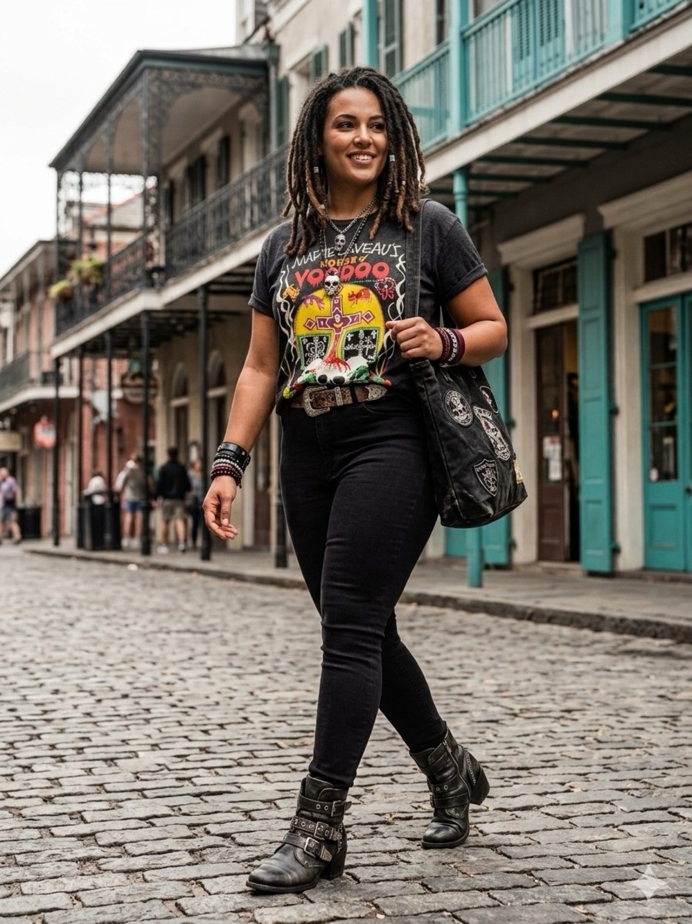 Next Level Apparel Black Graphic Voodoo Short Sleeve Tee